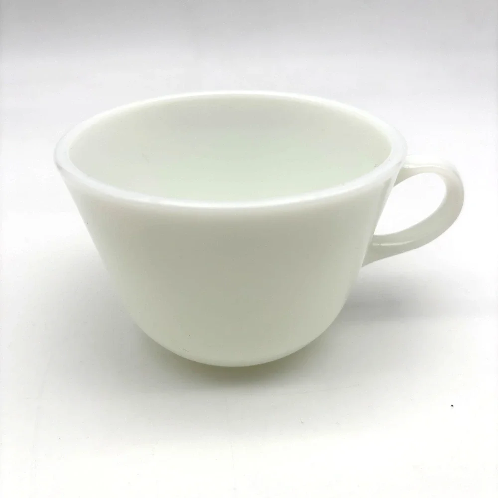 Lot of 6 1960s MCM Pyrex Corning Opal White Milk Glass C-Handle Teacups Mugs